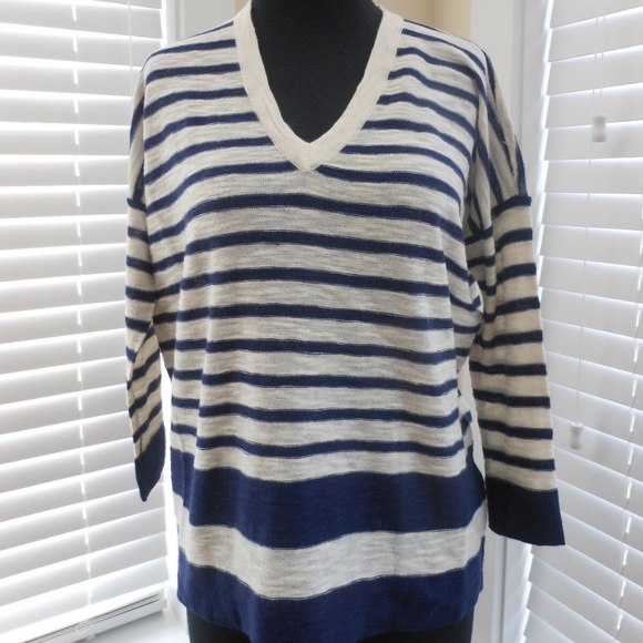 MADEWELL Slub V-Neck Sweater in Stripeblock XS - Picture 5 of 7
